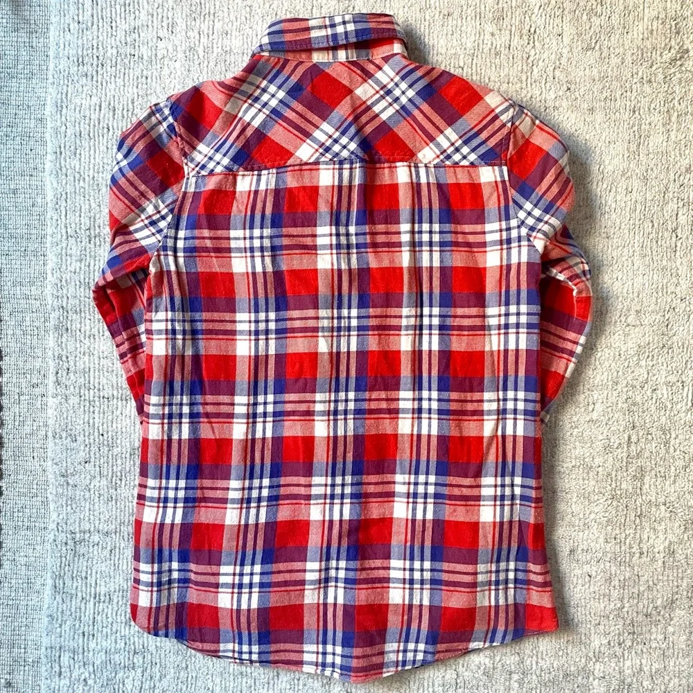 J. Crew Boy Fit Orange Plaid Long Sleeve Button Down Shirt